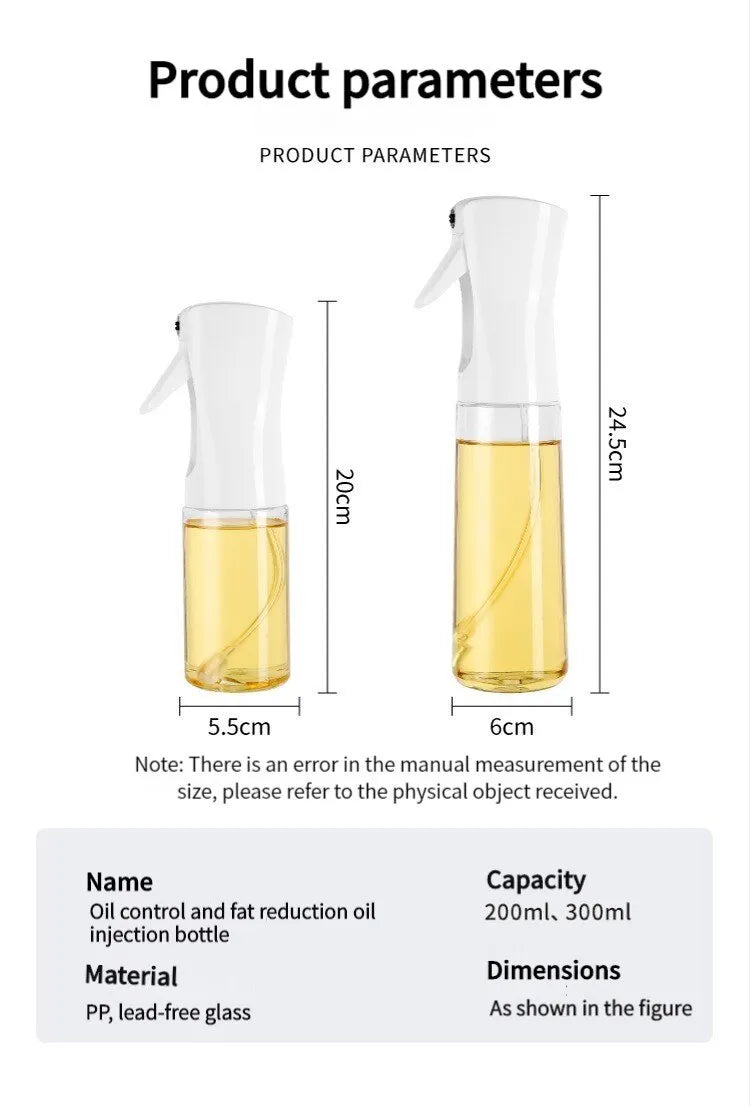 Botella rociadora de aceite para cocina, ideal para camping, barbacoa, hornear, vinagre, salsa de soja y condimentos