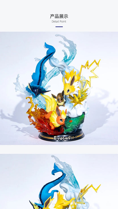 Figura Coleccionable de Anime, Pokemom Evolution Charizard Greninja Mewtwo Slowpoke Gengar Eevee Ornamenta de PVC con Luz LED Incluida