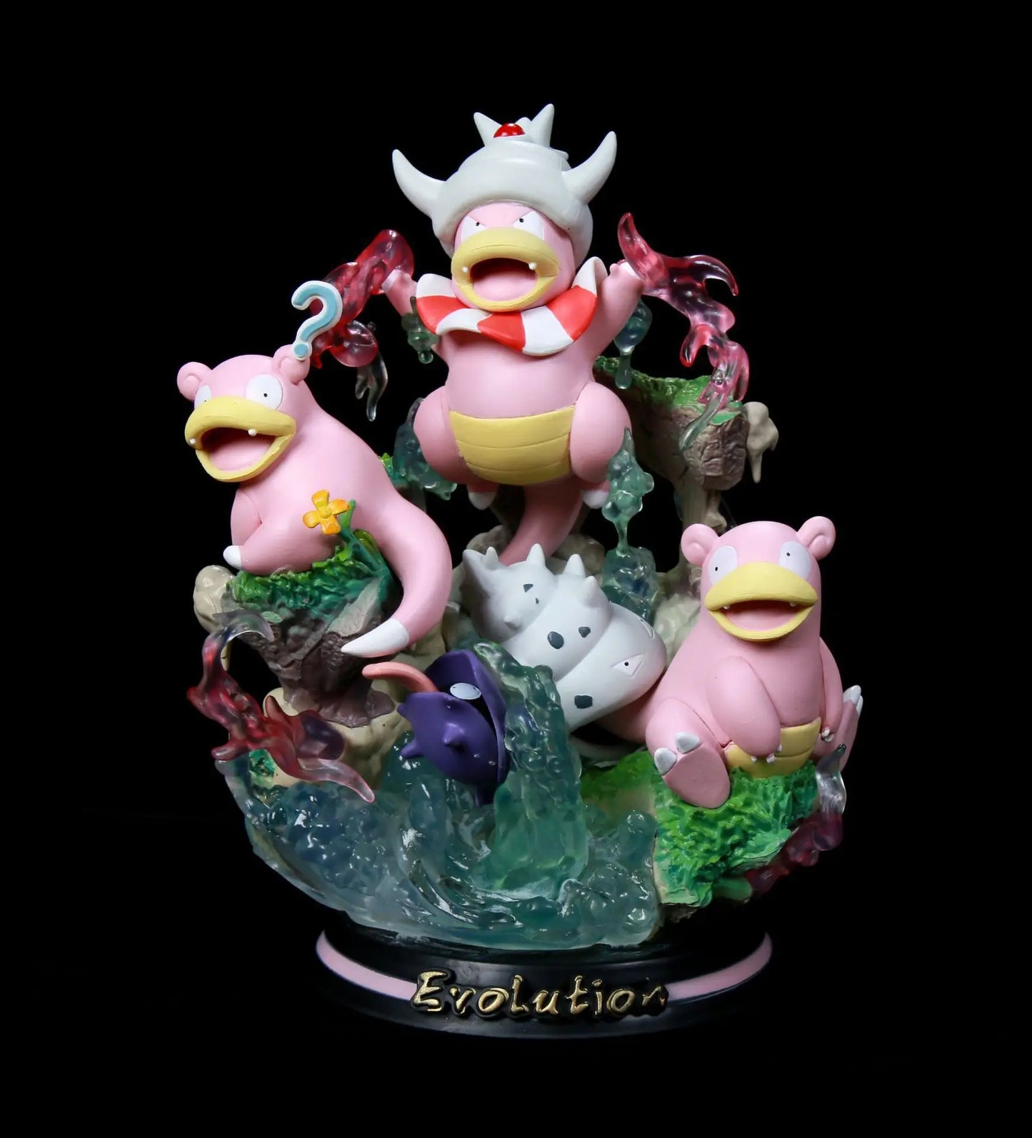 Figura Coleccionable de Anime, Pokemom Evolution Charizard Greninja Mewtwo Slowpoke Gengar Eevee Ornamenta de PVC con Luz LED Incluida