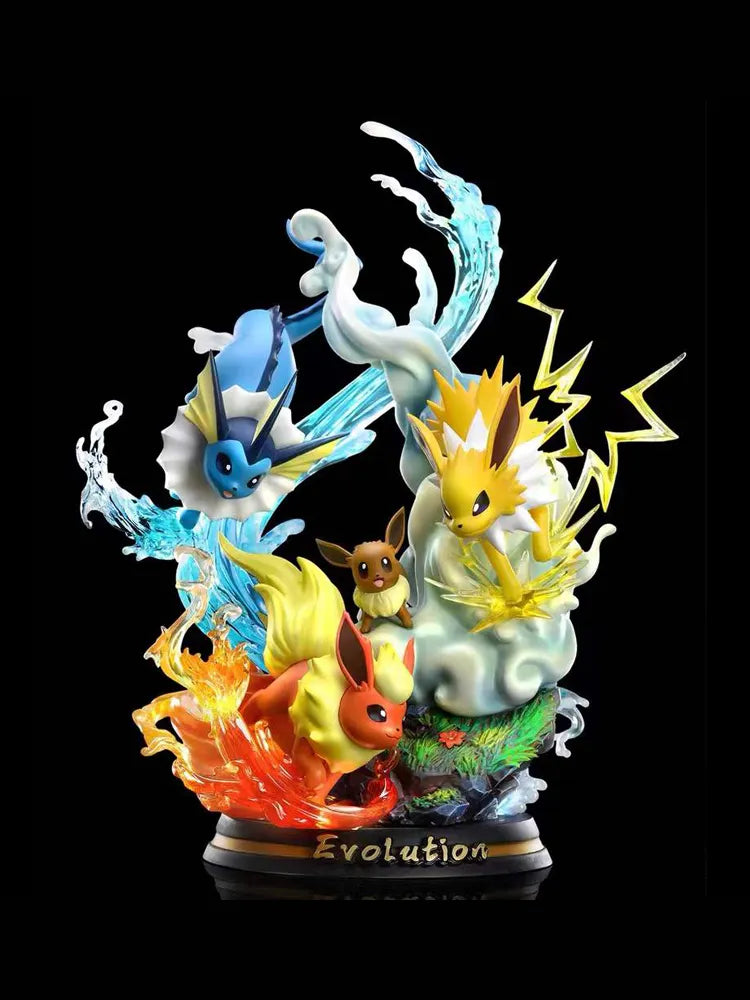 Figura Coleccionable de Anime, Pokemom Evolution Charizard Greninja Mewtwo Slowpoke Gengar Eevee Ornamenta de PVC con Luz LED Incluida