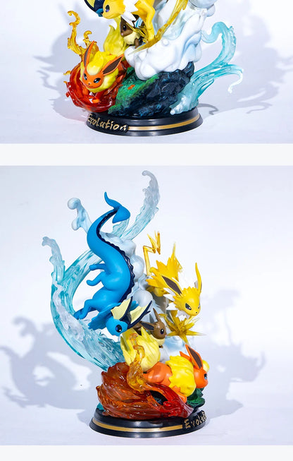 Figura Coleccionable de Anime, Pokemom Evolution Charizard Greninja Mewtwo Slowpoke Gengar Eevee Ornamenta de PVC con Luz LED Incluida