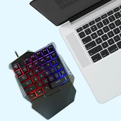 Combo de teclado y mouse para juegos con una sola mano, teclado mecánico RGB retroiluminado con una sola mano con soporte para reposamuñecas, teclado con cable USB y alfombrilla de mouse para PC PS4 Gamer