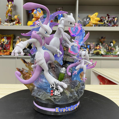 Figura Coleccionable de Anime, Pokemom Evolution Charizard Greninja Mewtwo Slowpoke Gengar Eevee Ornamenta de PVC con Luz LED Incluida