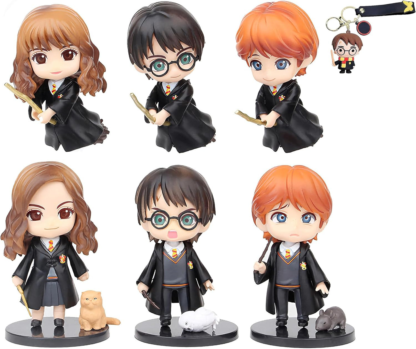 Set de 6 Figuras Coleccionables de HP,  Hermione, Ron Weasley