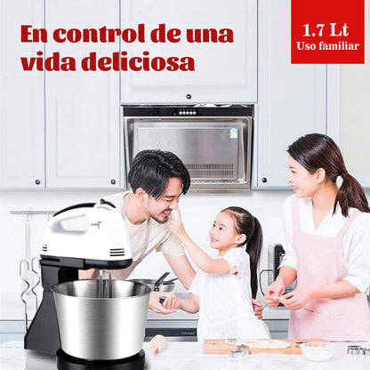 Batidora Amasadorade pie ajustable 150W 2L 7 velocidades con 2 batidores