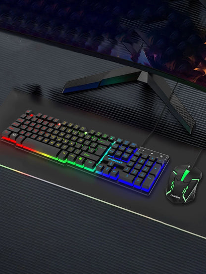 Paquete de teclado y ratón con luces LED para videojuegos diseño profesional